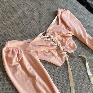 SUGAR THRILLS Pink Lace-Up back Women's Top